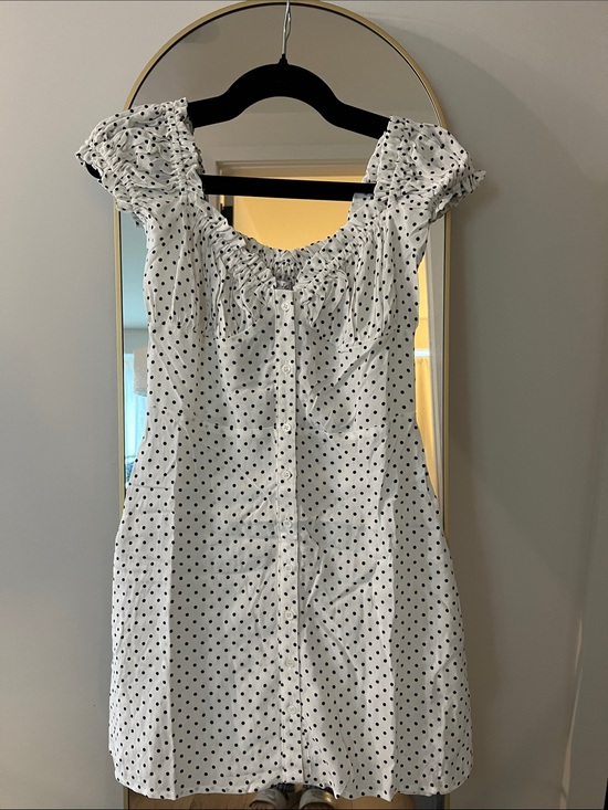 With Jean Dresses & Skirts - With Jean White Mini Dress with Black Polka Dots (Isabelle Dress)